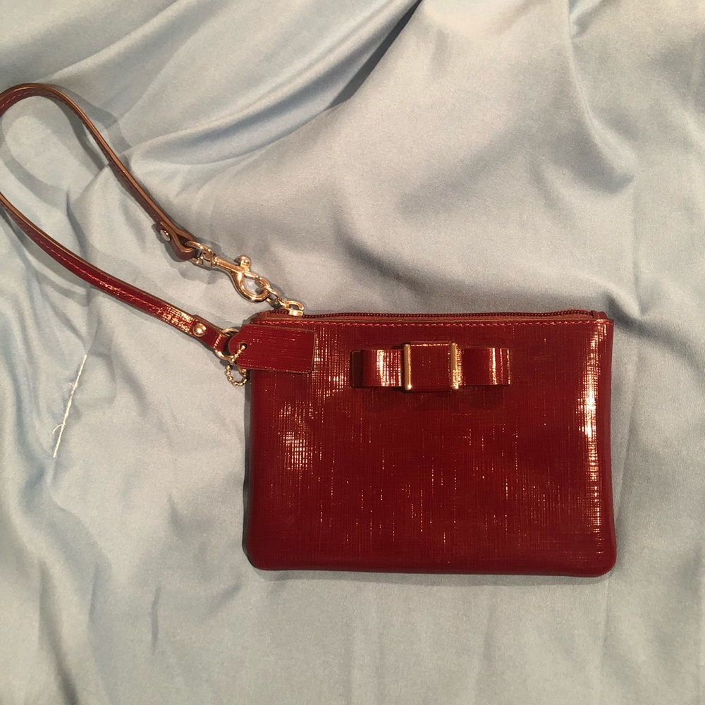 Red Leather Coach Wristlet